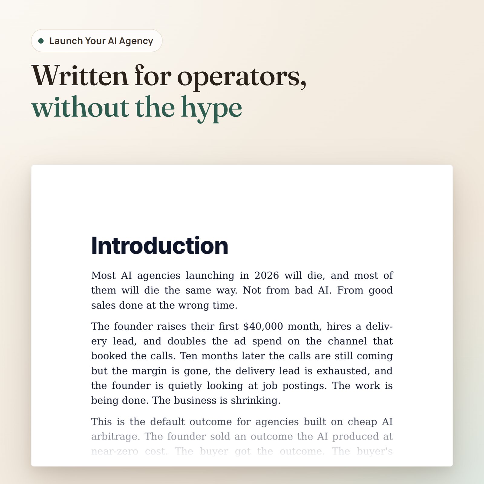 Launch Your AI Agency in 2026 ebook: sample page from the introduction
