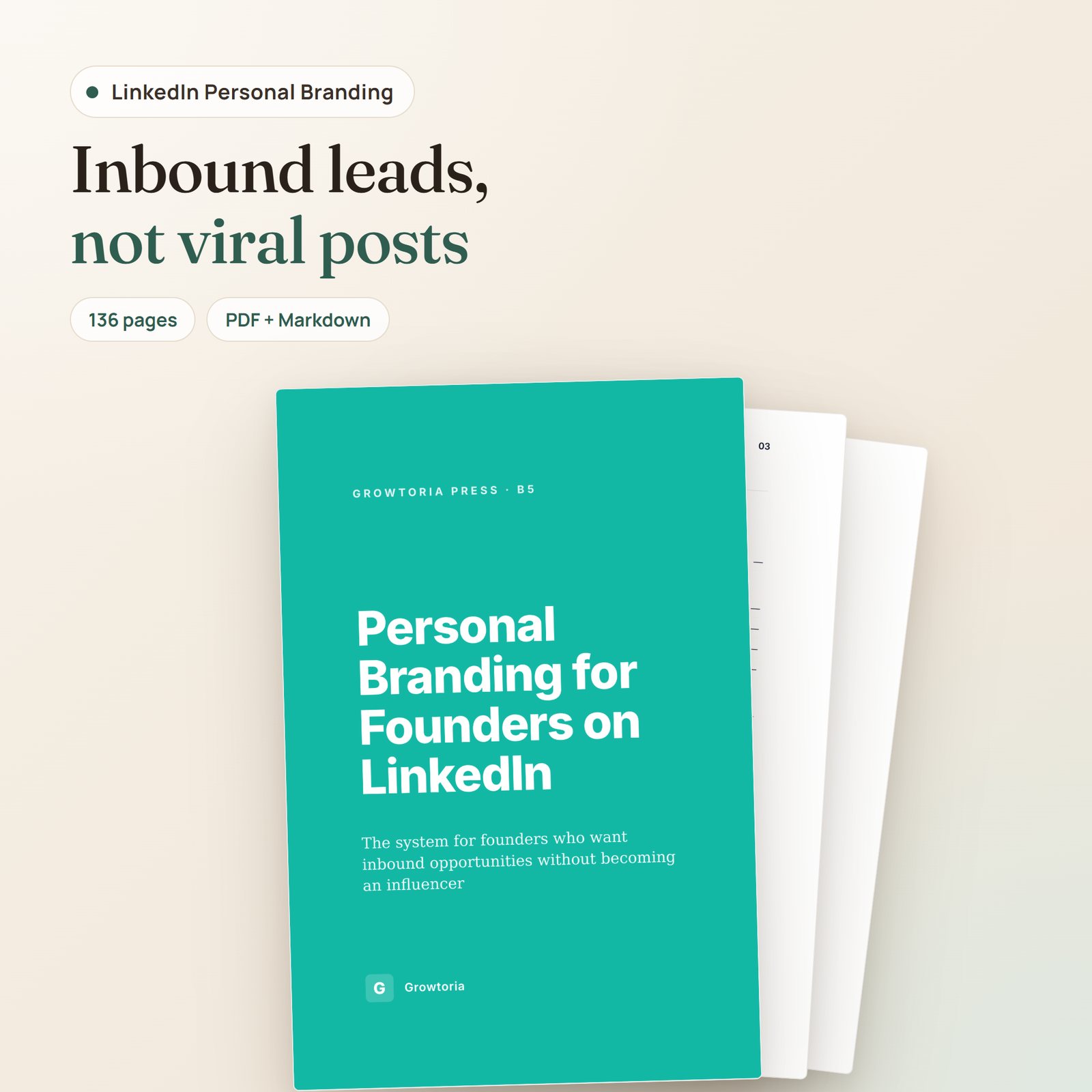 Personal Branding for Founders on LinkedIn ebook: cover, contents and introduction pages