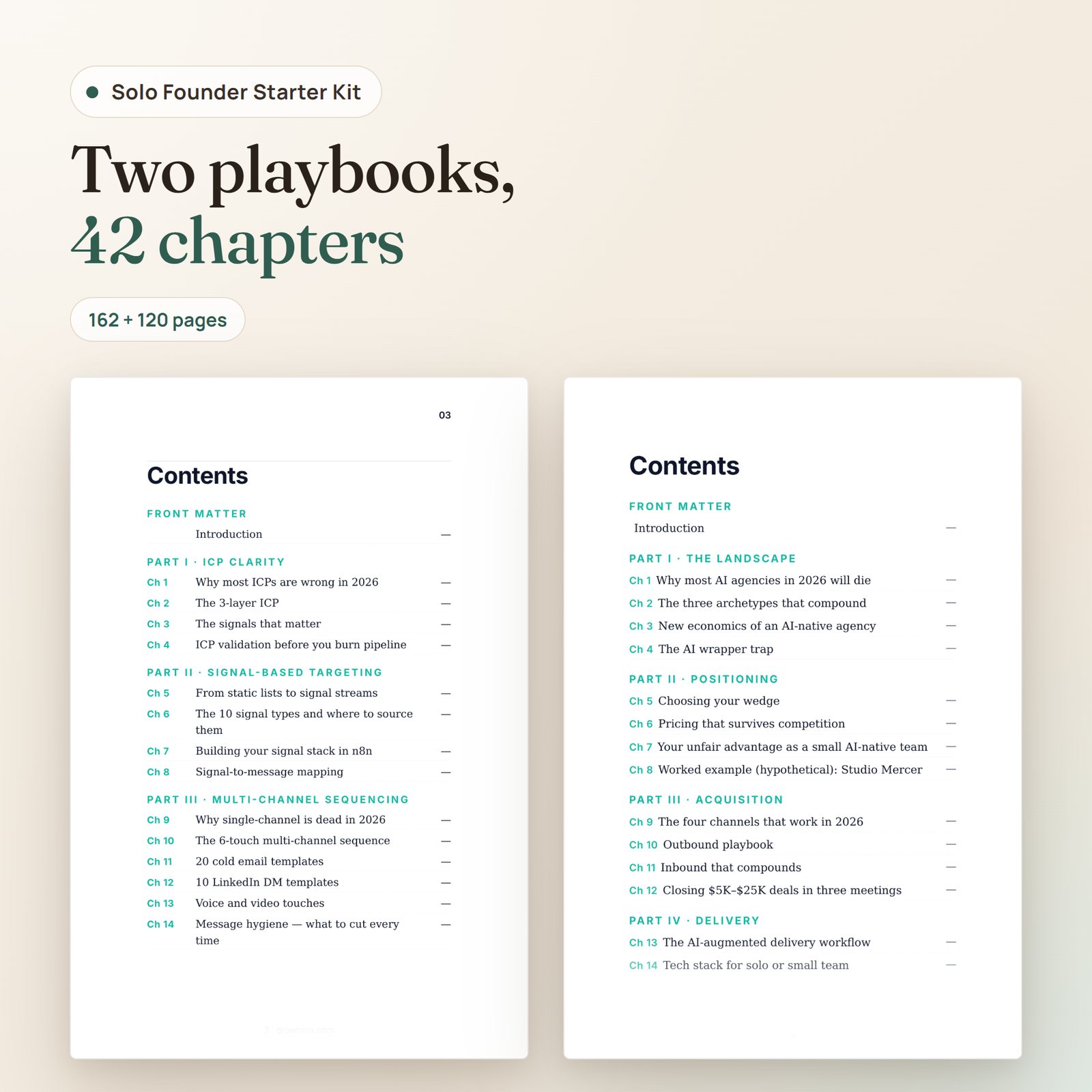 D1 Solo Founder Starter Kit: contents of the B2B Lead Gen Playbook and Launch Your AI Agency books