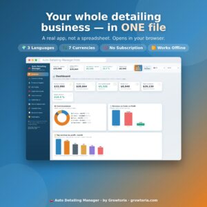 Car Detailing Software - Car Detailing Manager App | Package Pricing, Cost & Profit Calculator + Invoices | Offline, No Subscription