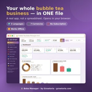 Bubble Tea Software - Bubble Tea & Boba Manager App | Drink Cost, Menu Pricing & Profit Calculator | Offline, No Subscription
