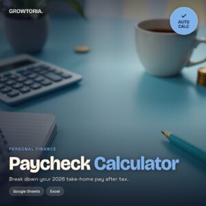 Paycheck Calculator | 2026 Tax Breakdown (Google Sheets, Excel)