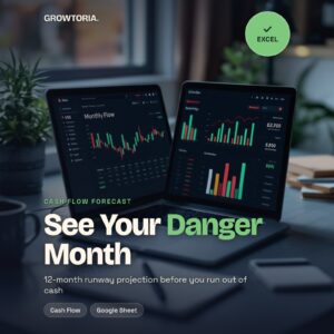 12-Month Cash Flow Forecast Spreadsheet Small Business Runway Projection Google Sheets Excel