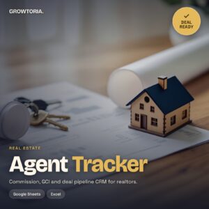 Real Estate Agent Tracker | Commission, GCI & Deal Pipeline CRM Spreadsheet | Google Sheets, Excel