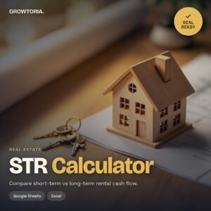 Short Term Rental Calculator | STR vs Long-Term Cash Flow Analyzer (Google Sheets, Excel)