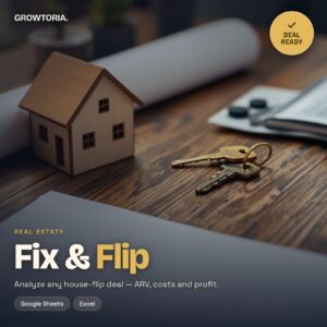 Fix and Flip Calculator | House Flipping Deal Analyzer Spreadsheet (Google Sheets, Excel)