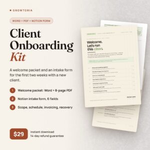 Agency Client Onboarding Kit | Notion Intake Form, Welcome Packet PDF