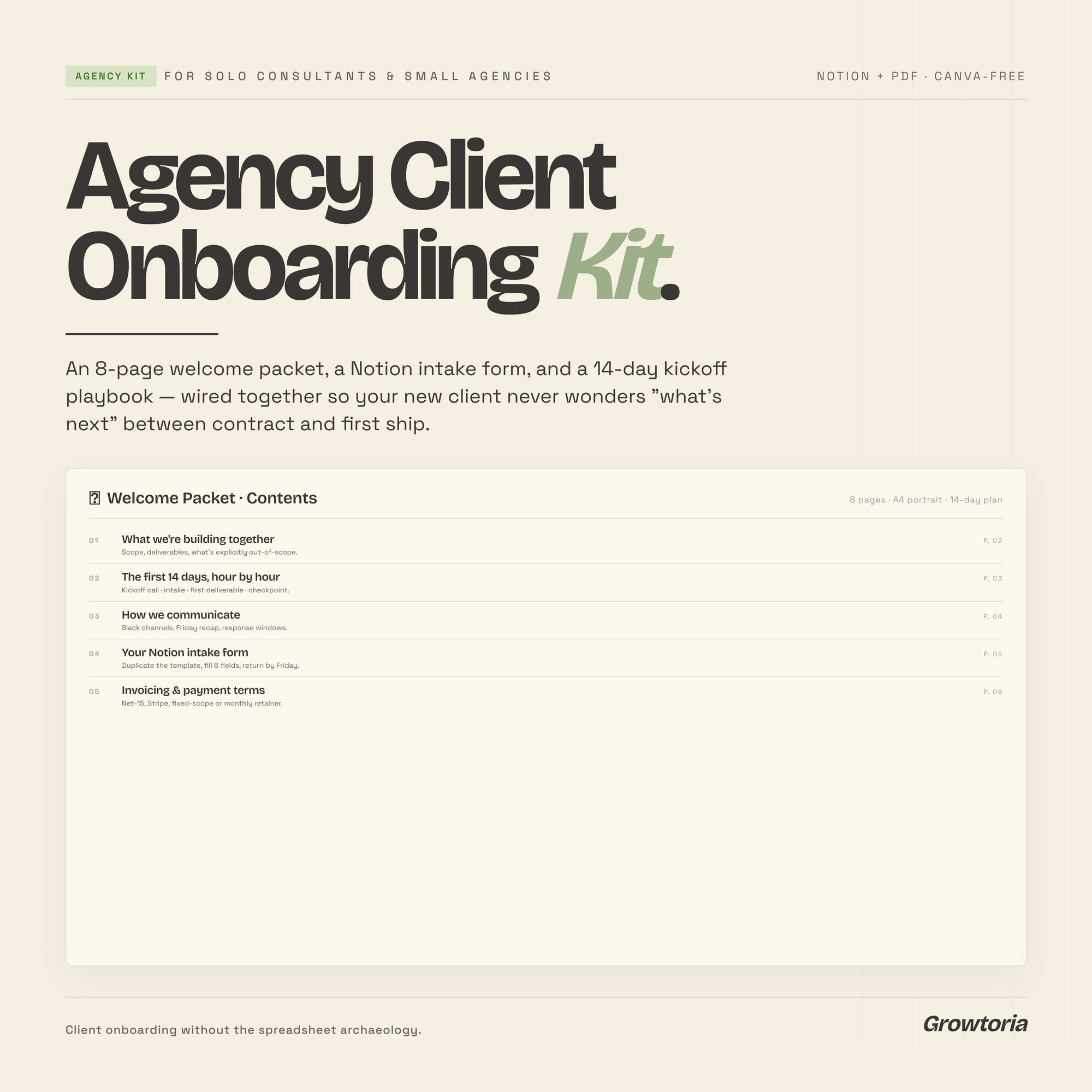 Agency Client Onboarding Kit — PDF template preview