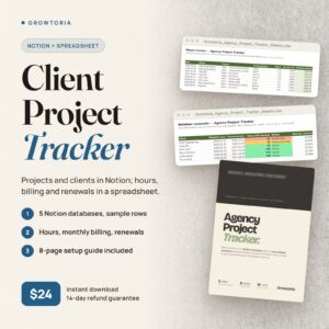 Project Management Tracker | Notion Template + Google Sheets Hybrid | For Consultants & Agencies Running Retainers