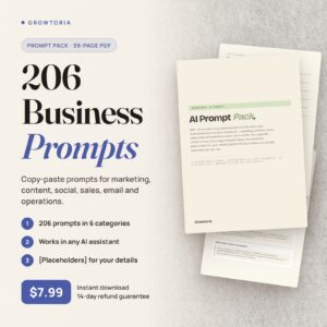 AI Prompt Pack for Small Business Marketing, Content, Sales (Editable PDF)