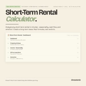 Short Term Rental Calculator — Google Sheets template preview