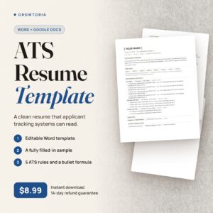 ATS Resume Template | Editable Word, Google Docs, ATS Guide