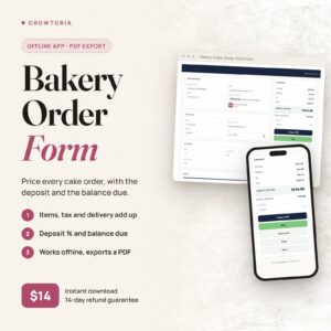 Bakery Cake Order Form App: the order form on desktop and the order summary on mobile