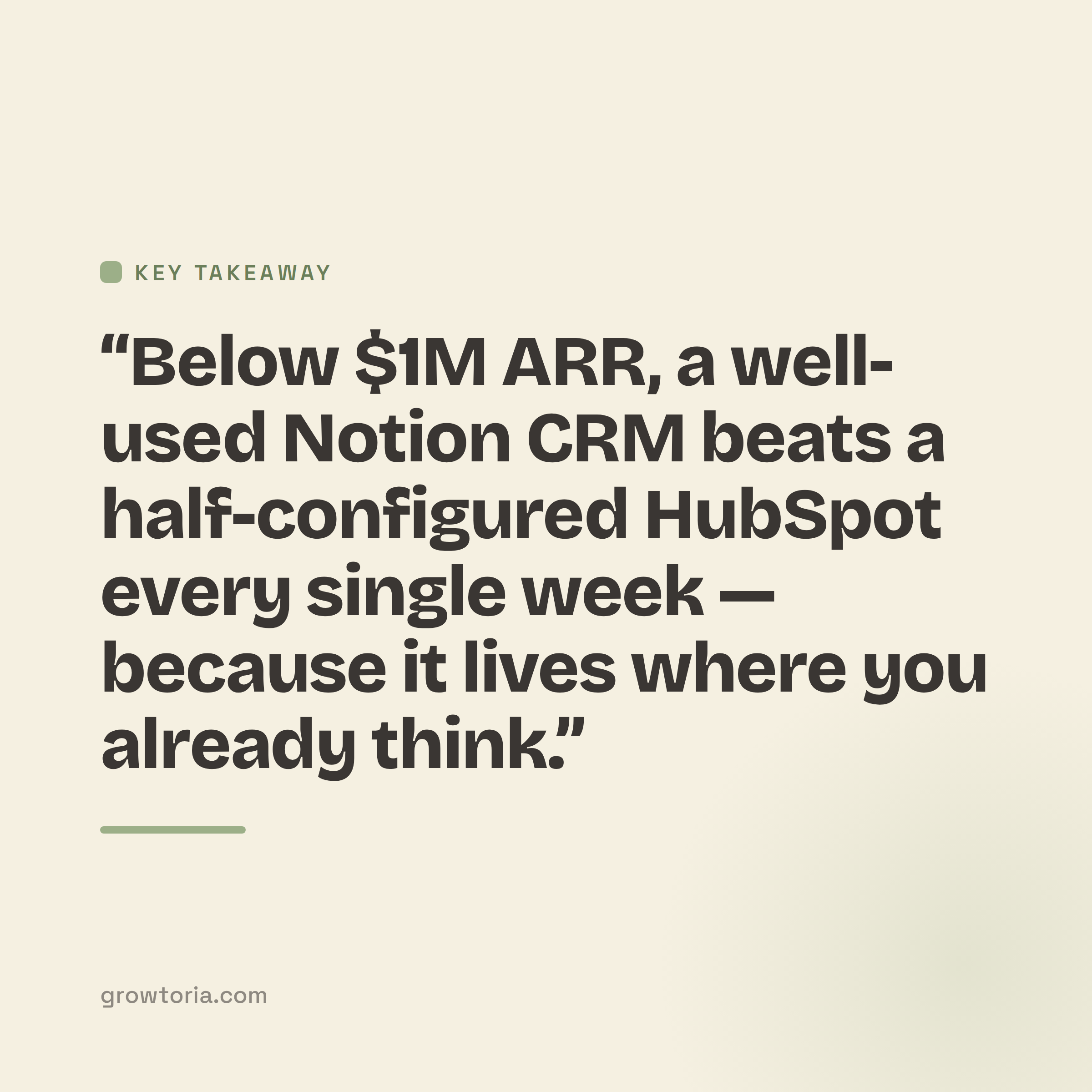 notion crm for founders - key takeaway