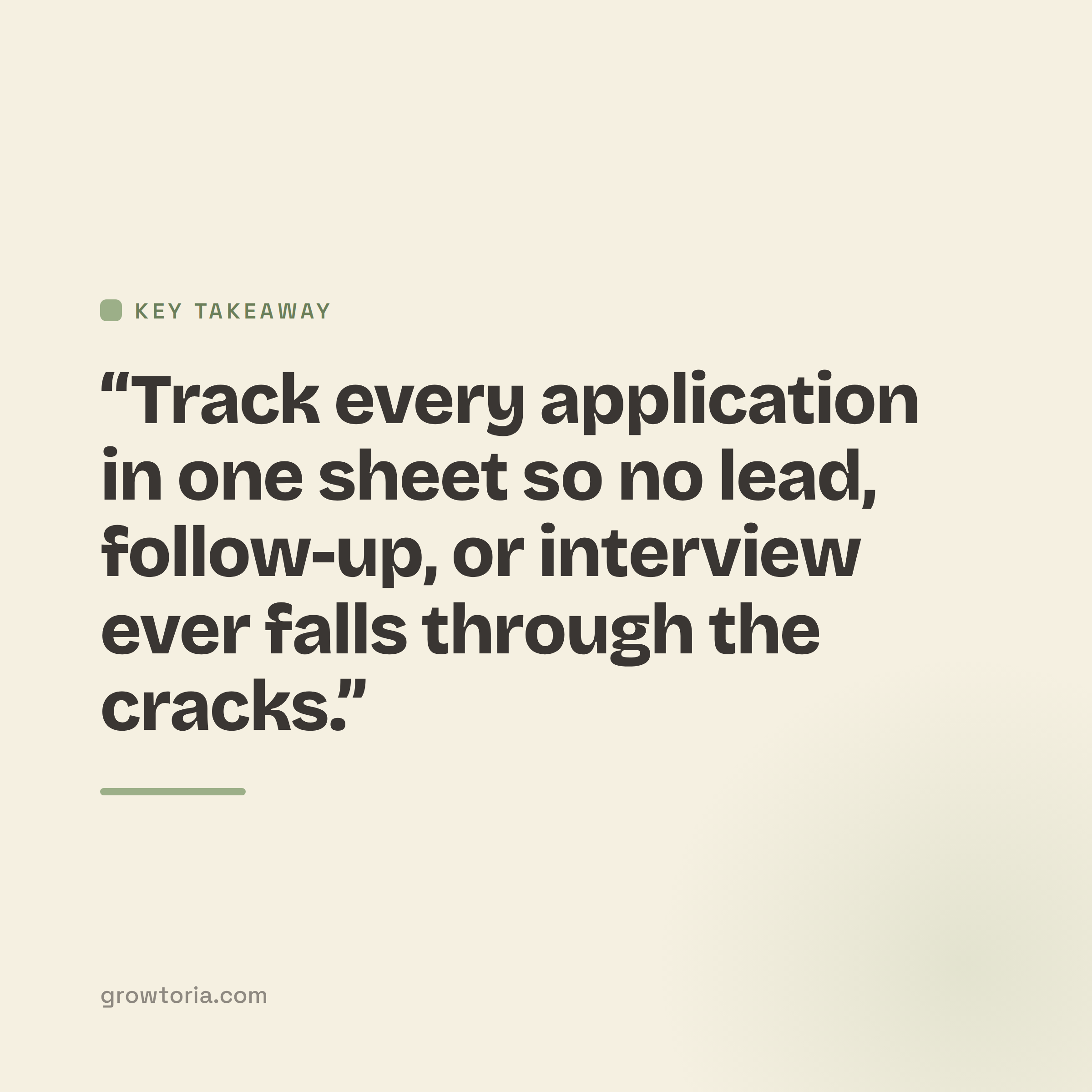 job application tracker spreadsheet - key takeaway