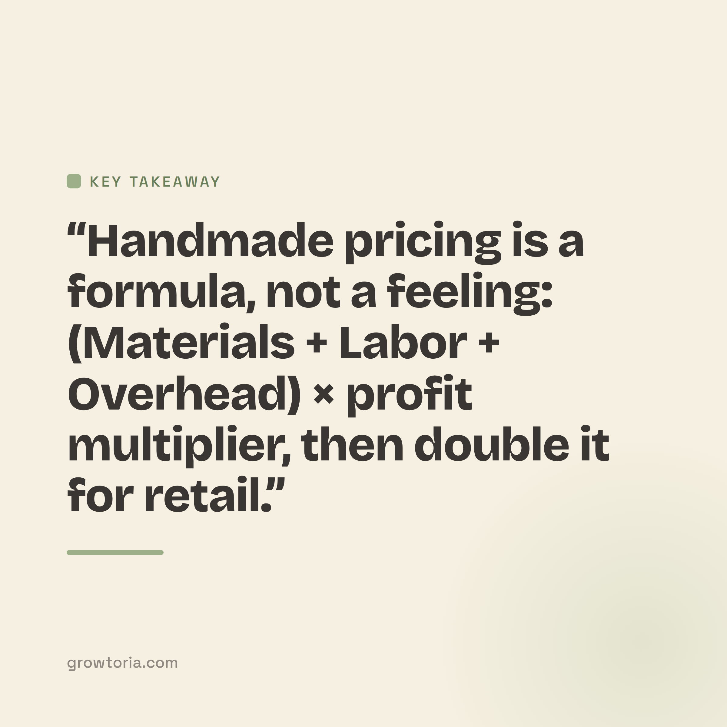 how to price handmade products - key takeaway