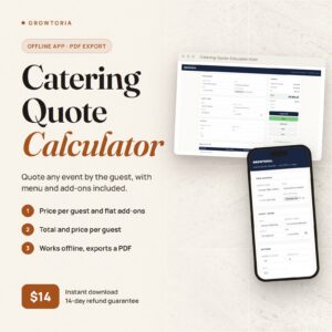 Catering Quote Calculator: the event quote on desktop and on mobile