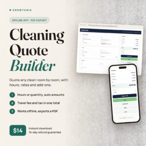 Cleaning Service Quote Builder: the quote on desktop and the total on mobile