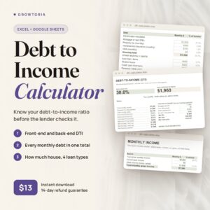 Debt to Income Calculator | Mortgage Qualification Spreadsheet (Google Sheets, Excel)