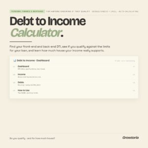 Debt To Income Calculator — Google Sheets template preview