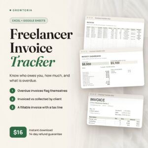 Freelancer Invoice Tracker | Fillable Template, Spreadsheet (Google Sheets, Excel)