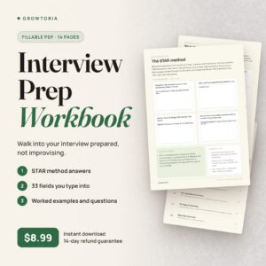 Interview Prep Workbook | STAR Method, Questions Guide (Fillable PDF)