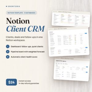Notion CRM Template | Client Tracker & Sales Pipeline Dashboard | For Founders, Agencies, Freelancers