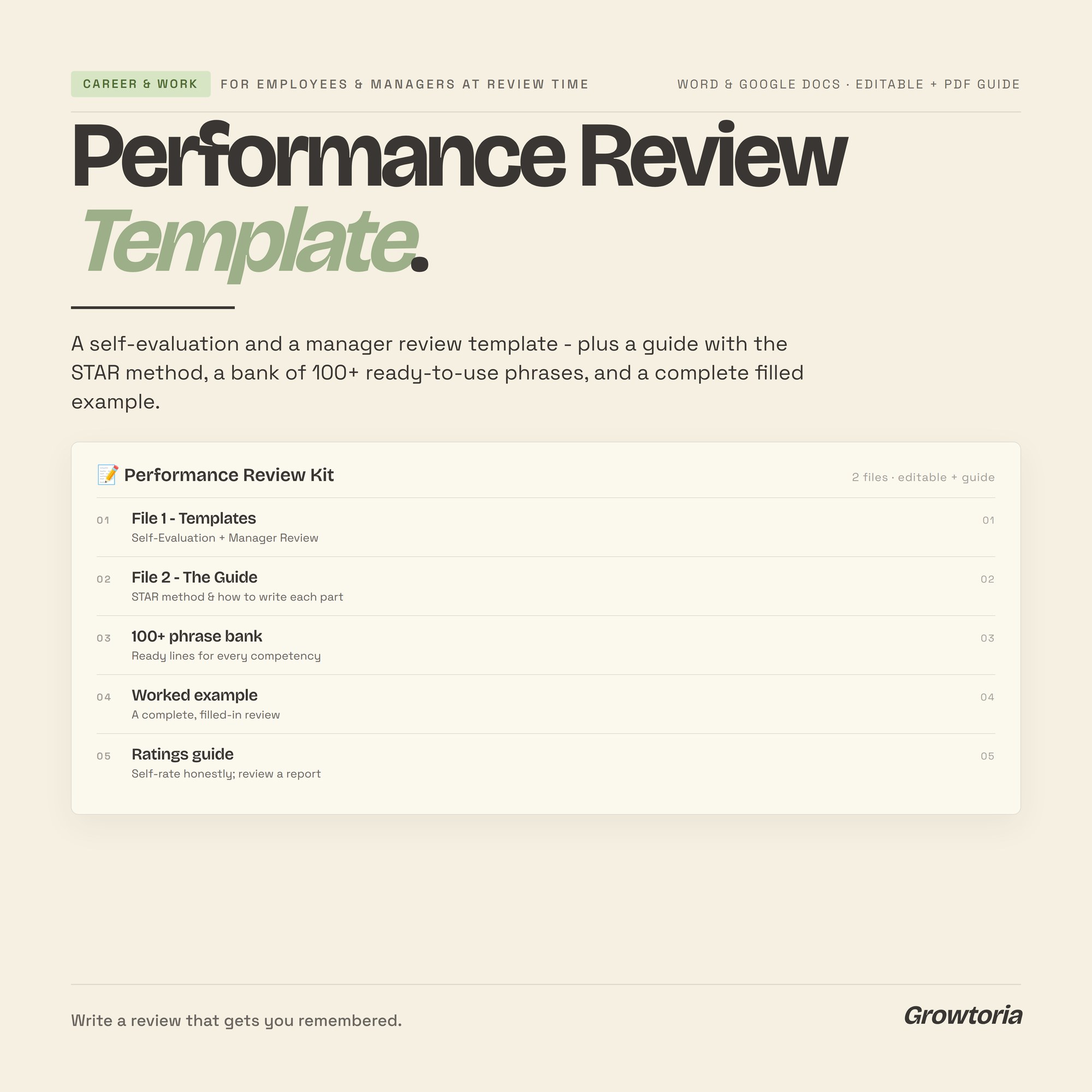 Performance Review Template — Word template preview