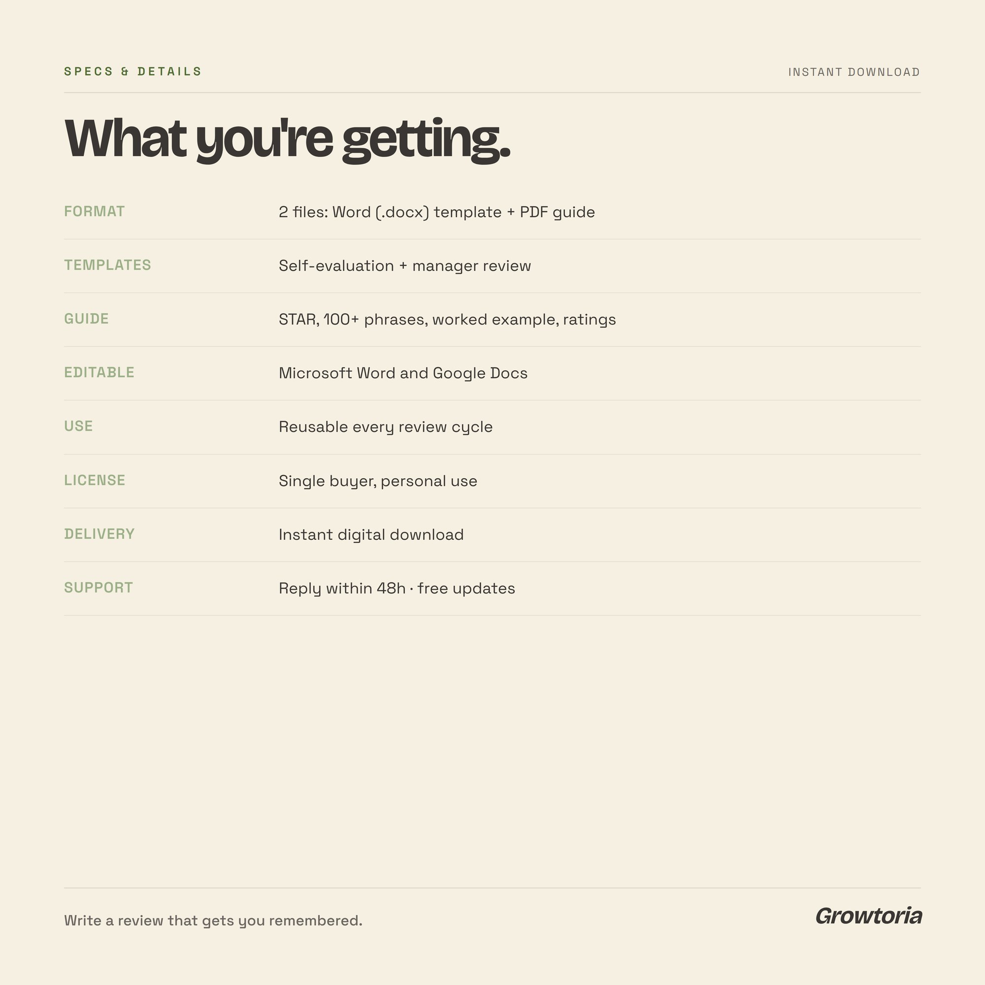 performance review template — detail 9