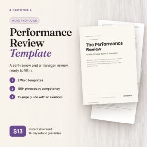 Performance Review Template | Self-Evaluation & Manager Review with 100+ Phrases | Word, Google Docs
