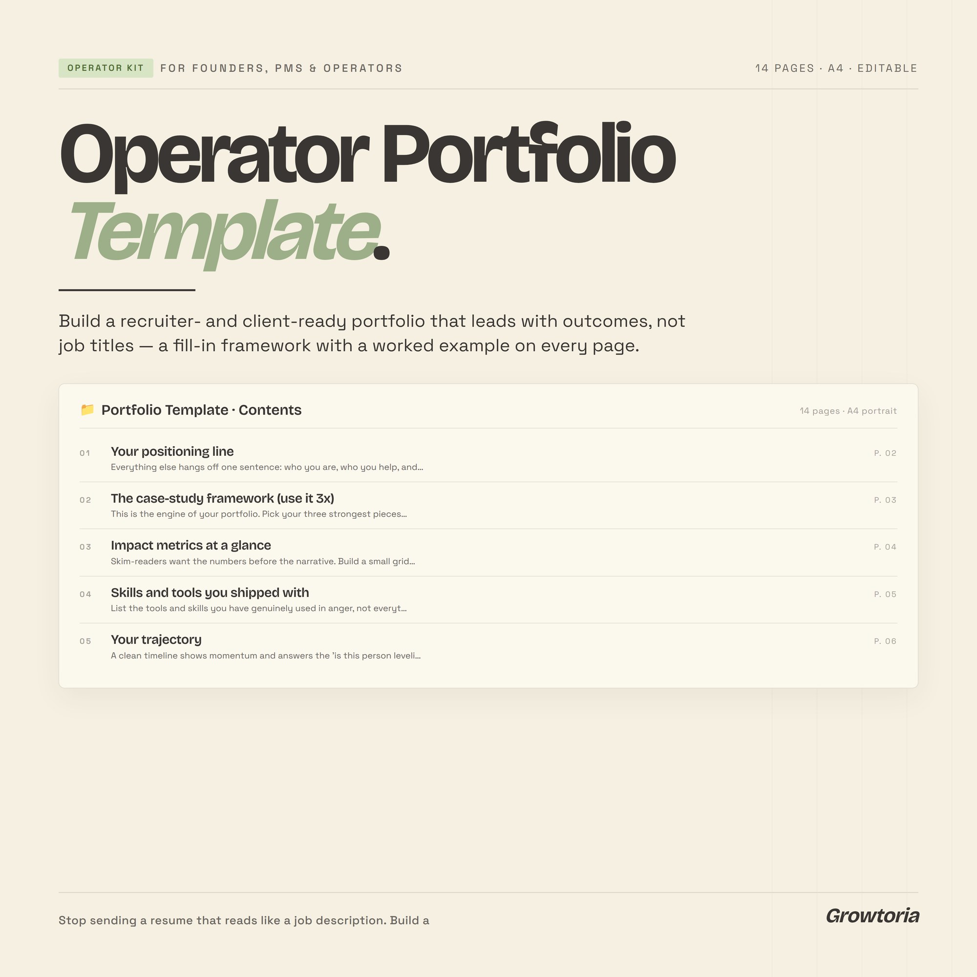 Operator Portfolio Template — PDF template preview