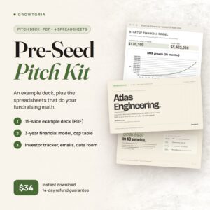 Pre-Seed Pitch Deck Example, Financial Model, Cap Table