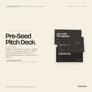 Pre-Seed Pitch Deck — Google Sheets template preview