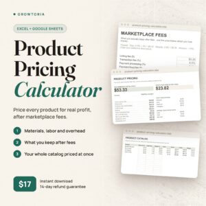 Product Pricing Calculator | Spreadsheet for Makers (Google Sheets, Excel)