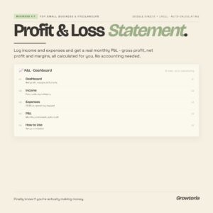 Small Business Profit Loss Statement — Google Sheets & Excel template preview