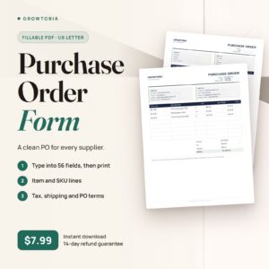 Purchase Order Form: the fillable PDF blank and filled in