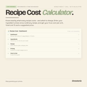 Recipe Cost Calculator — Google Sheets template preview