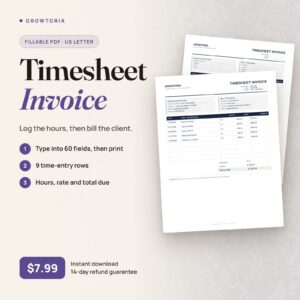 Timesheet Invoice Template: the fillable PDF blank and filled in
