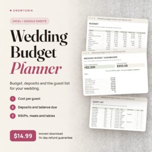 Wedding Budget & Guest List Planner | Google Sheets, Excel Spreadsheet