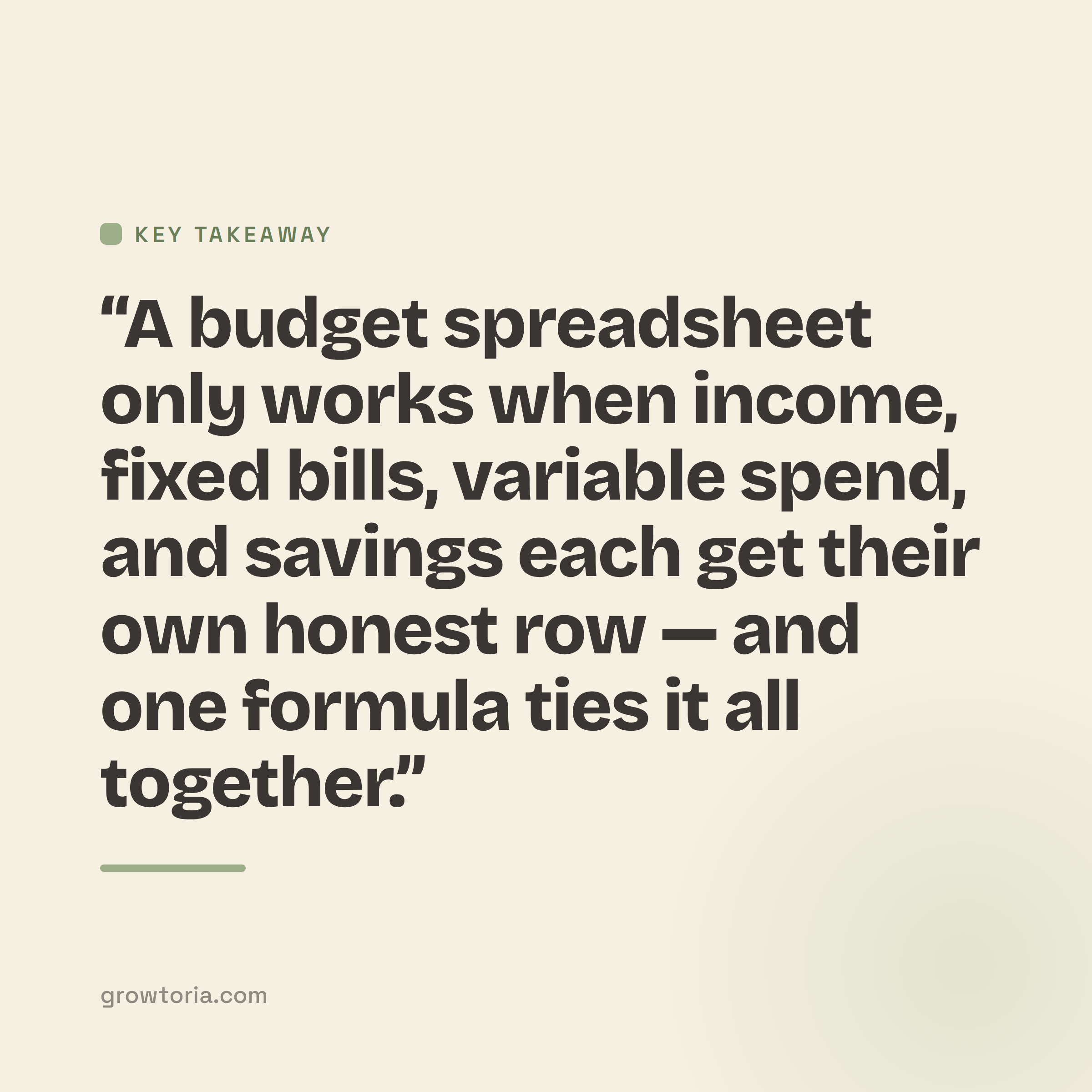 how to make a budget spreadsheet - key takeaway