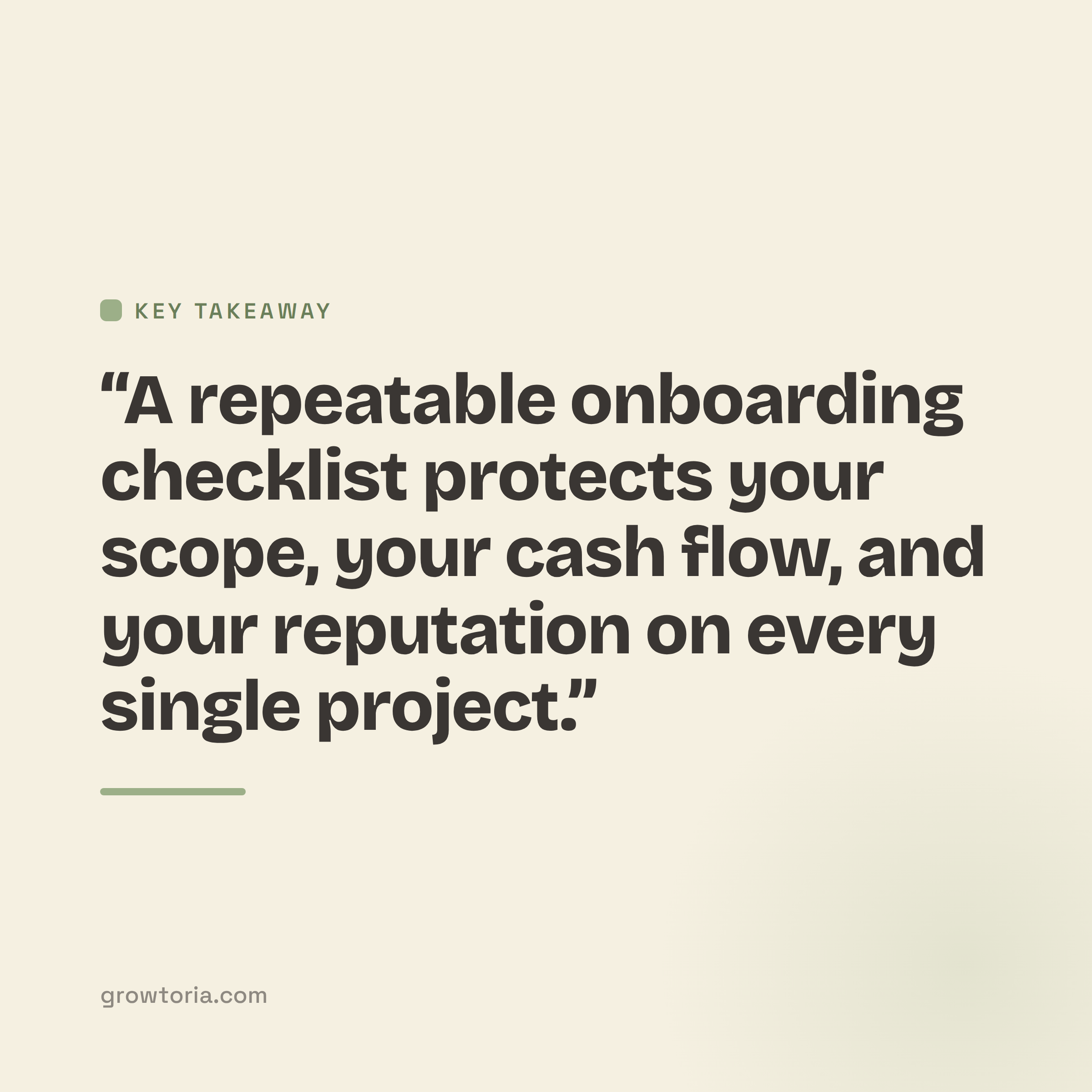 client onboarding checklist for freelancers - key takeaway