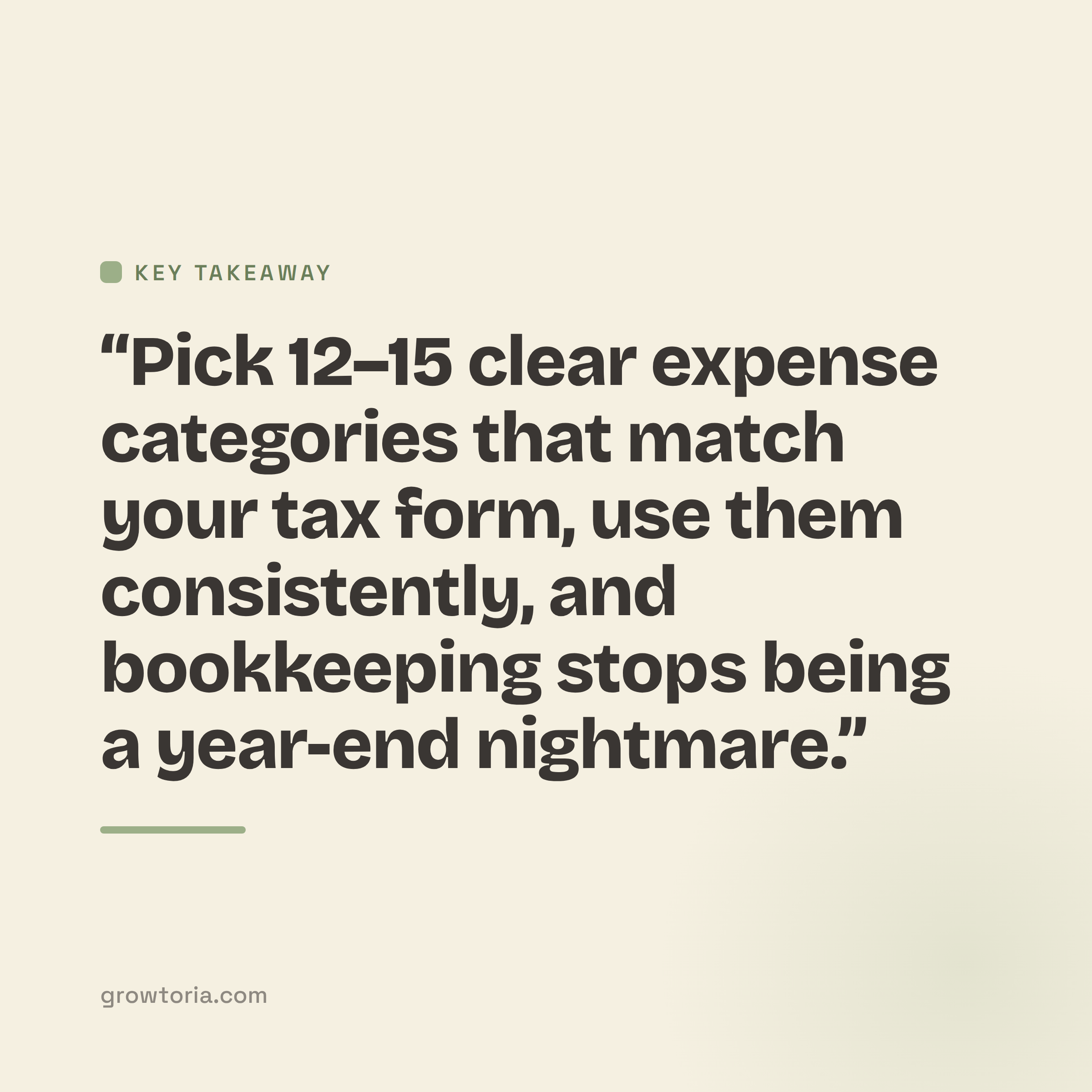 bookkeeping categories for small business - key takeaway