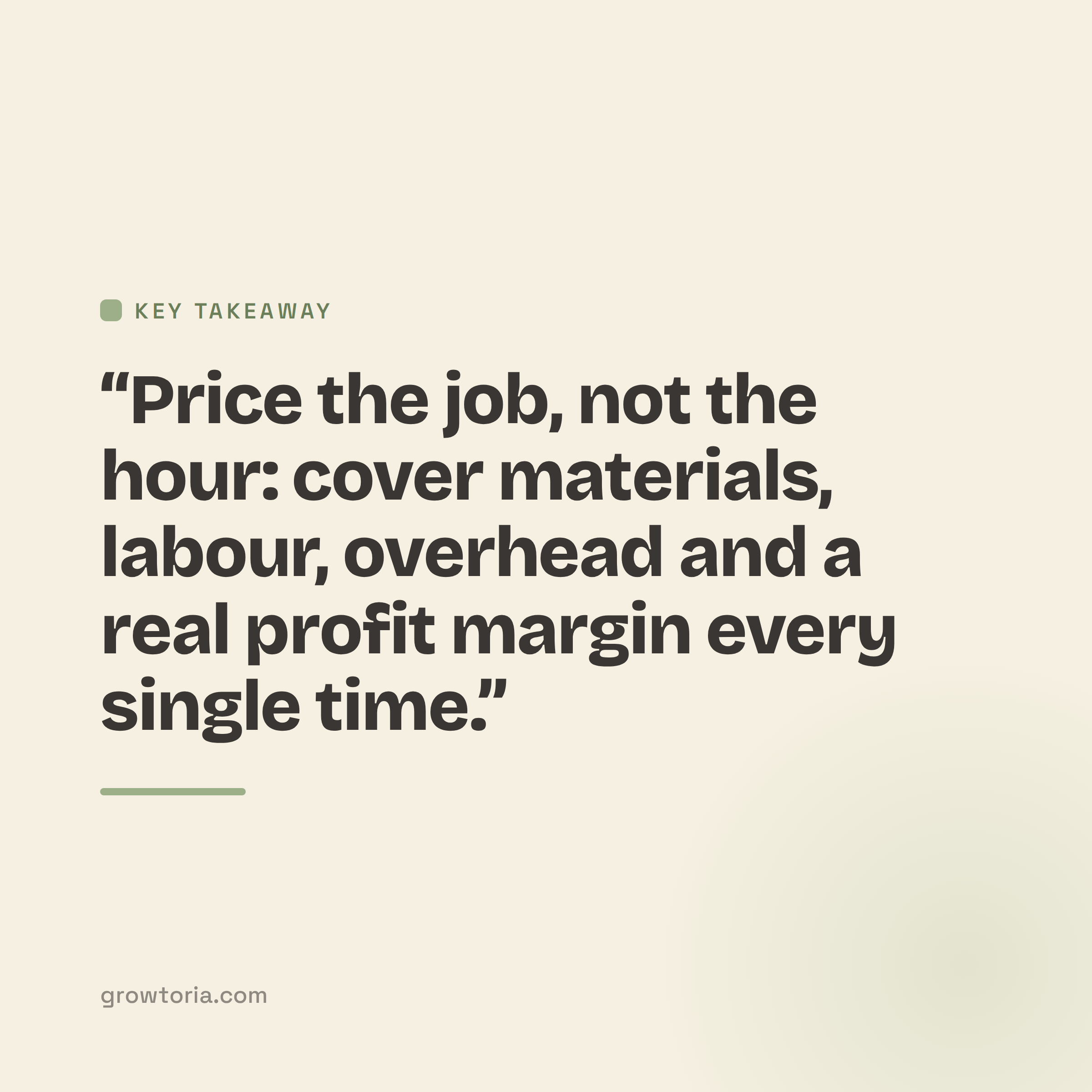 how to price a job as a tradesman - key takeaway