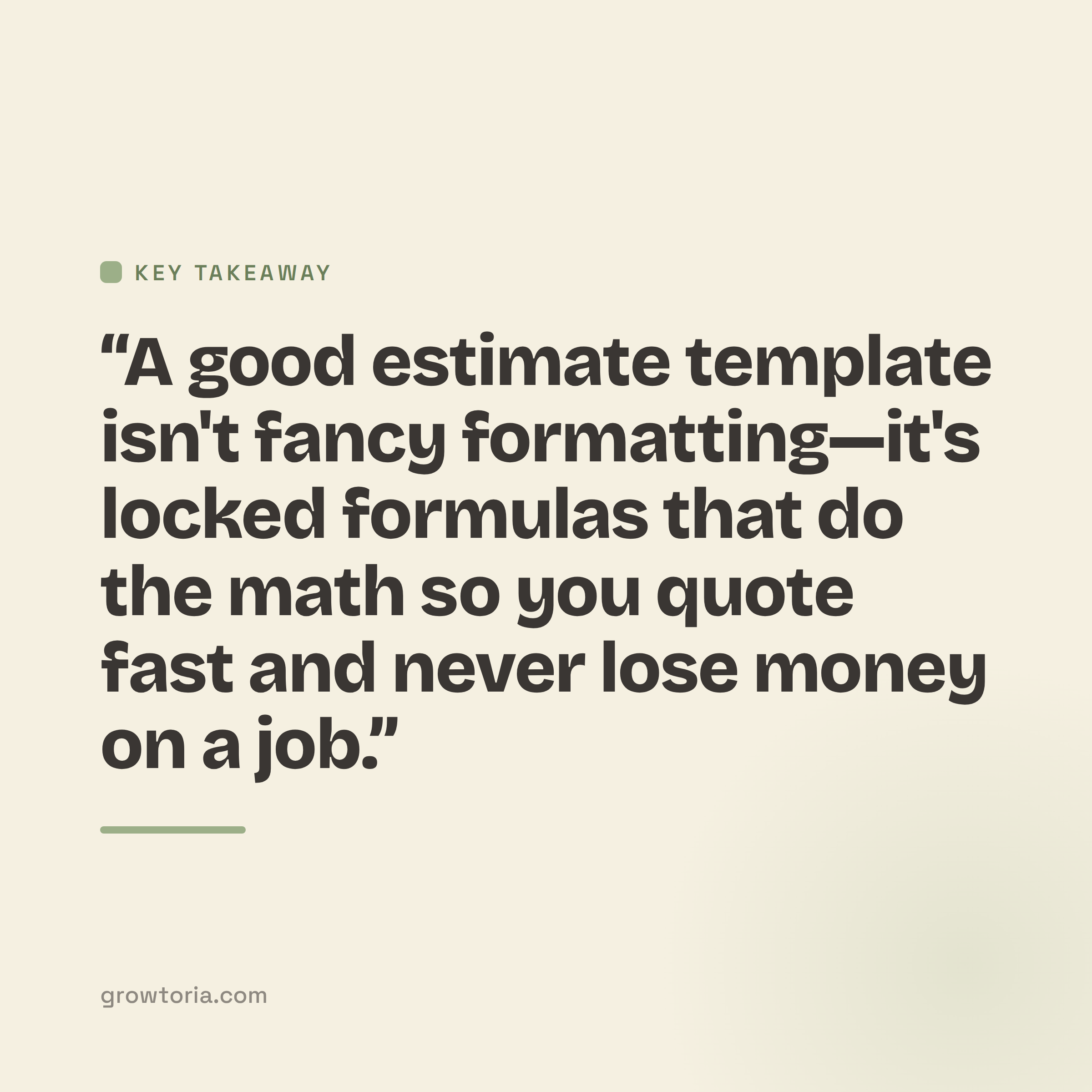 how to create an estimate template in excel - key takeaway