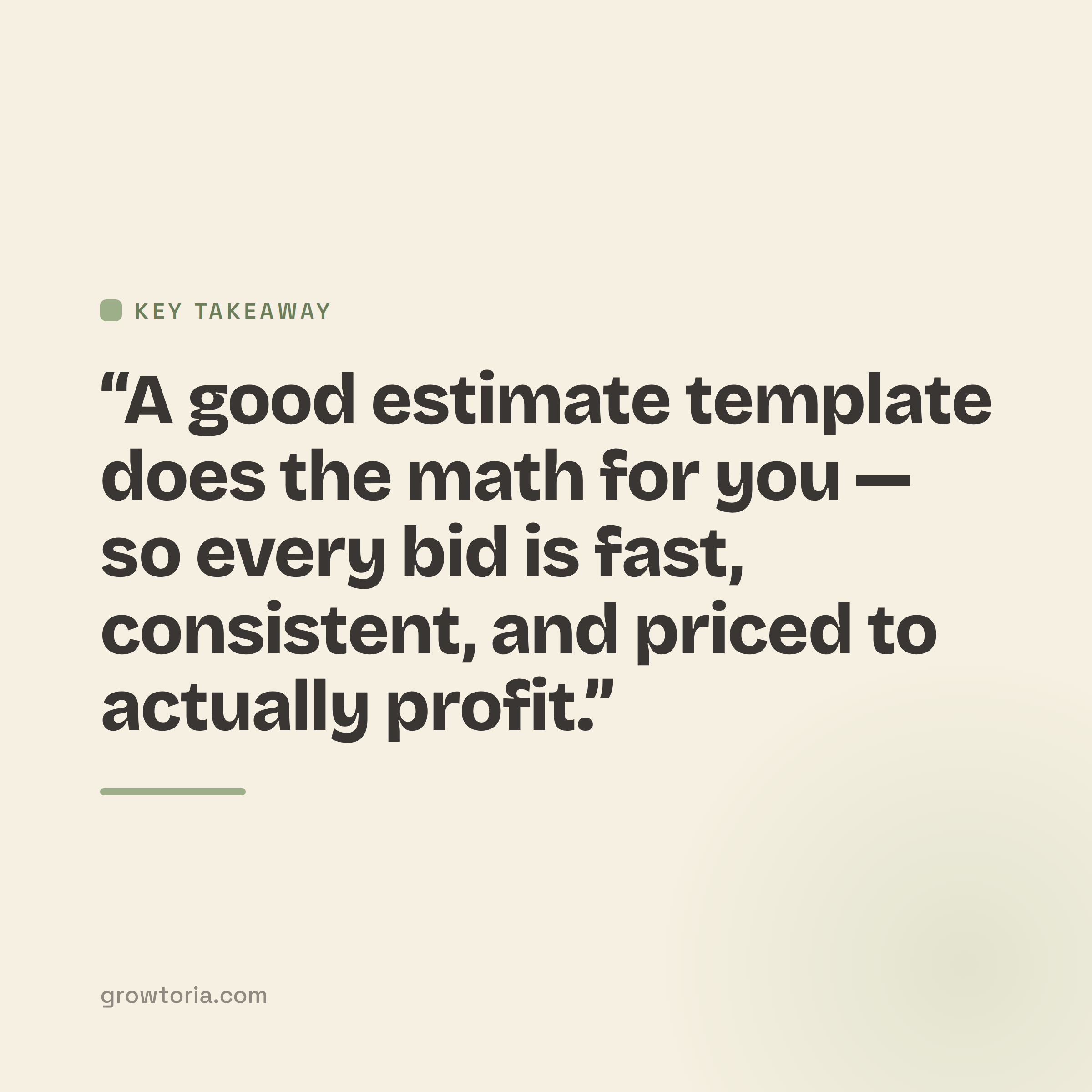 contractor estimate template google sheets - key takeaway