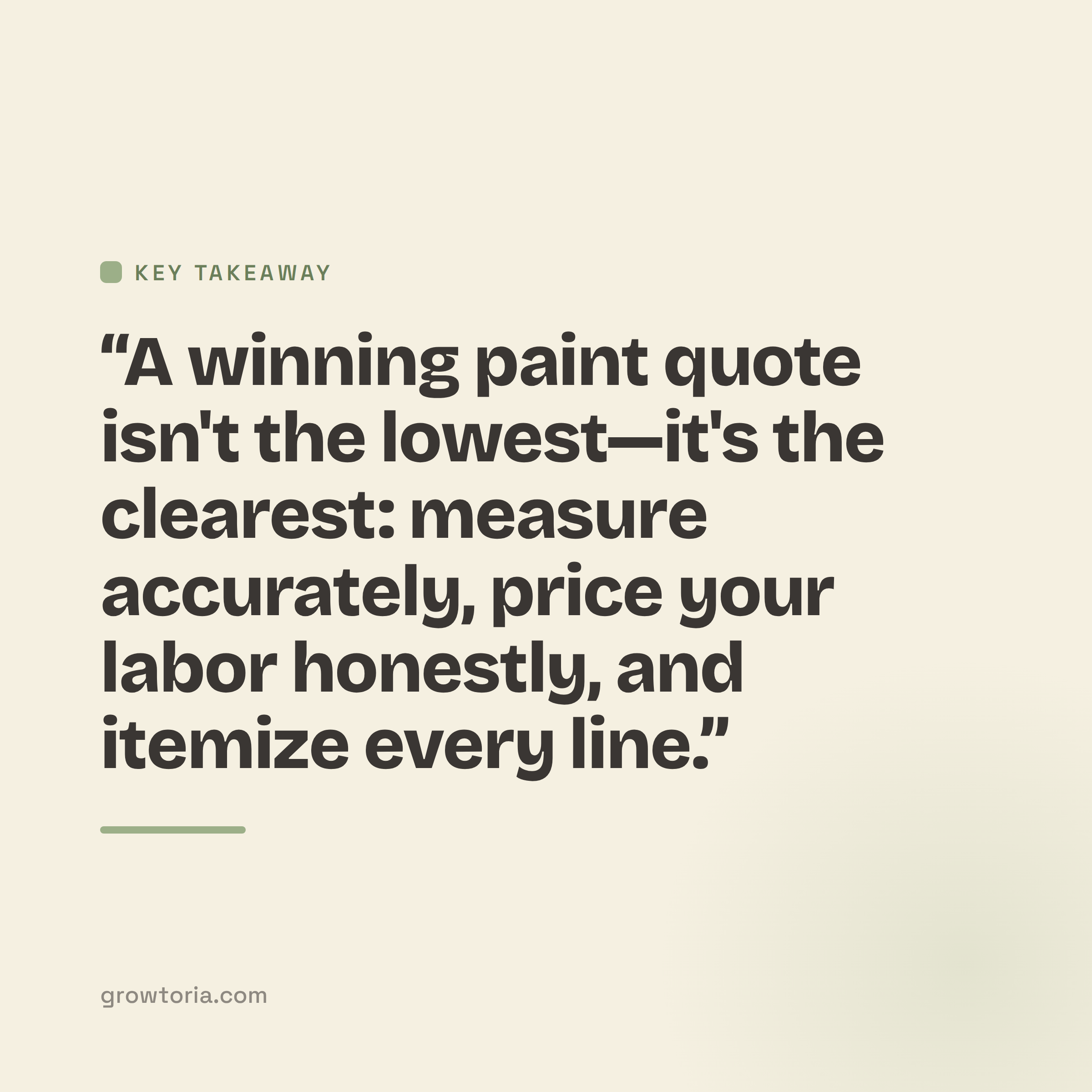 how to quote a painting job - key takeaway