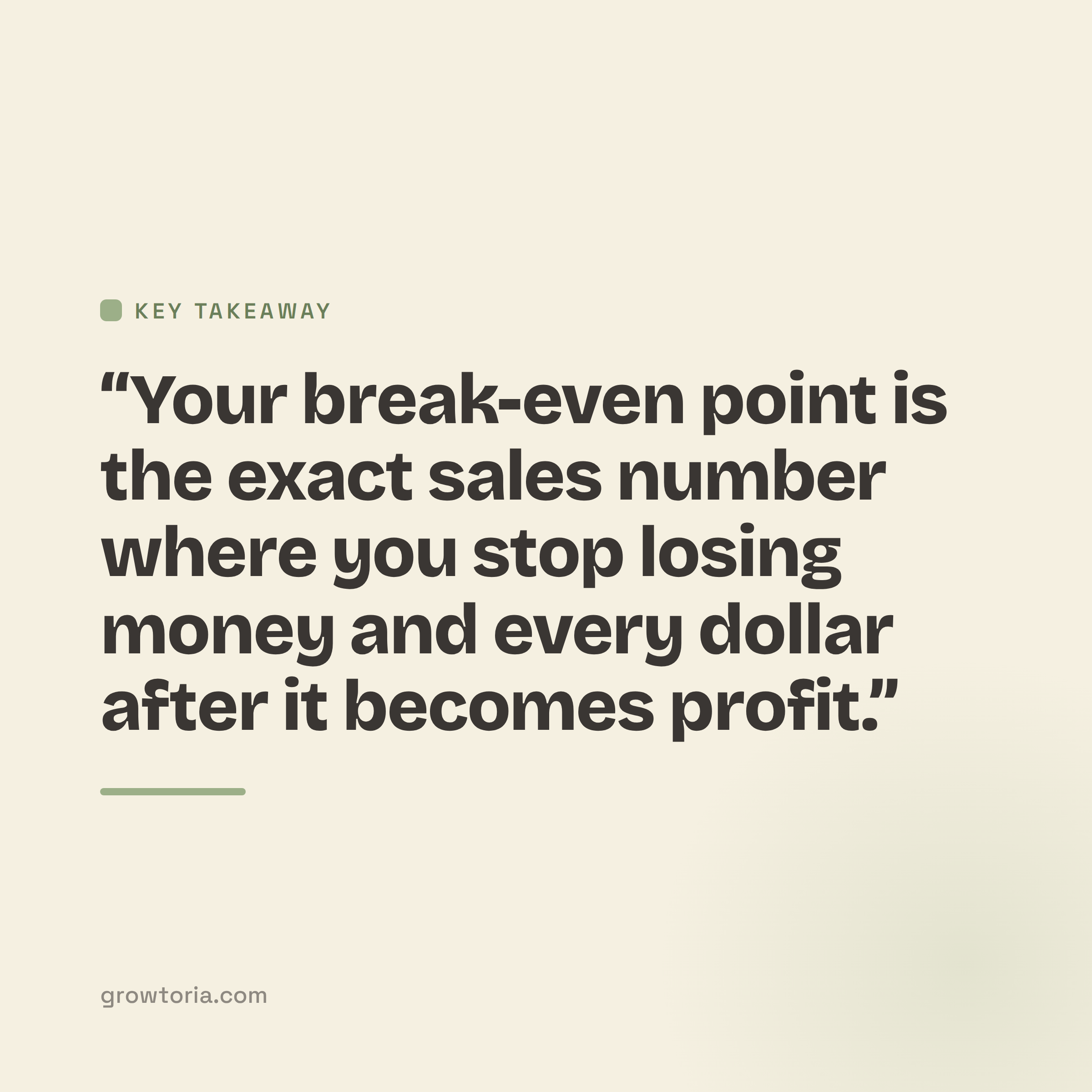break even calculator for small business - key takeaway