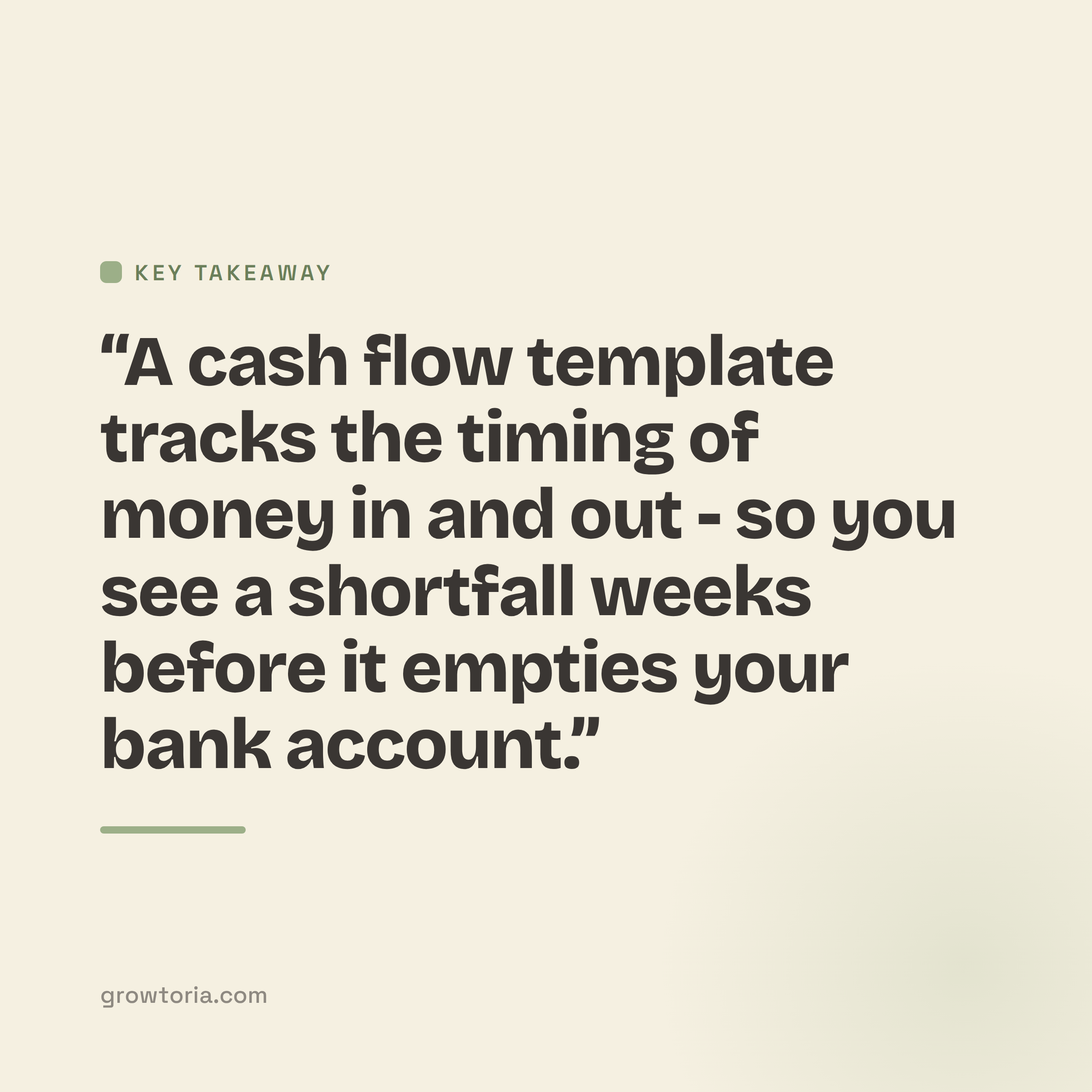 small business cash flow template - key takeaway