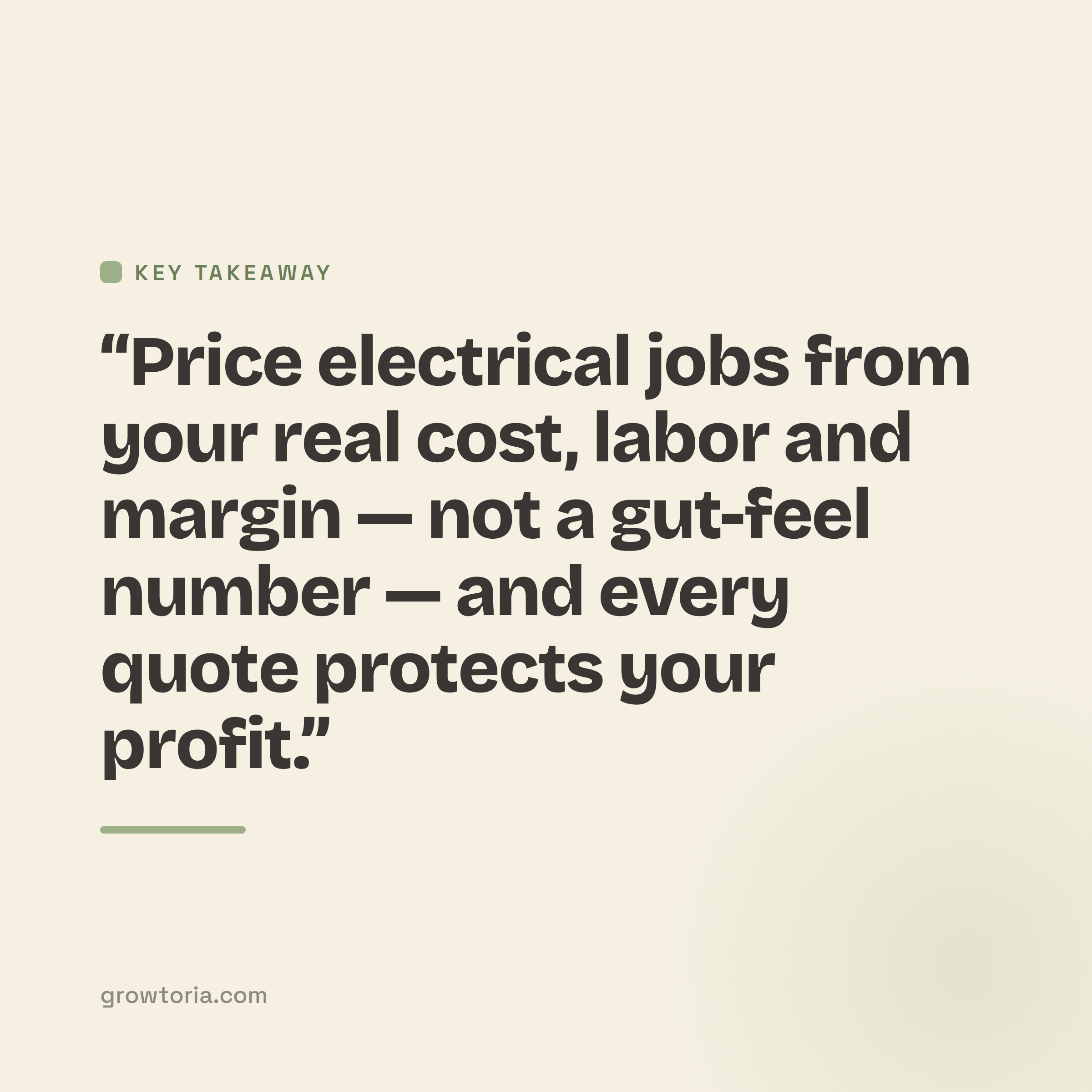 electrician pricing guide - key takeaway