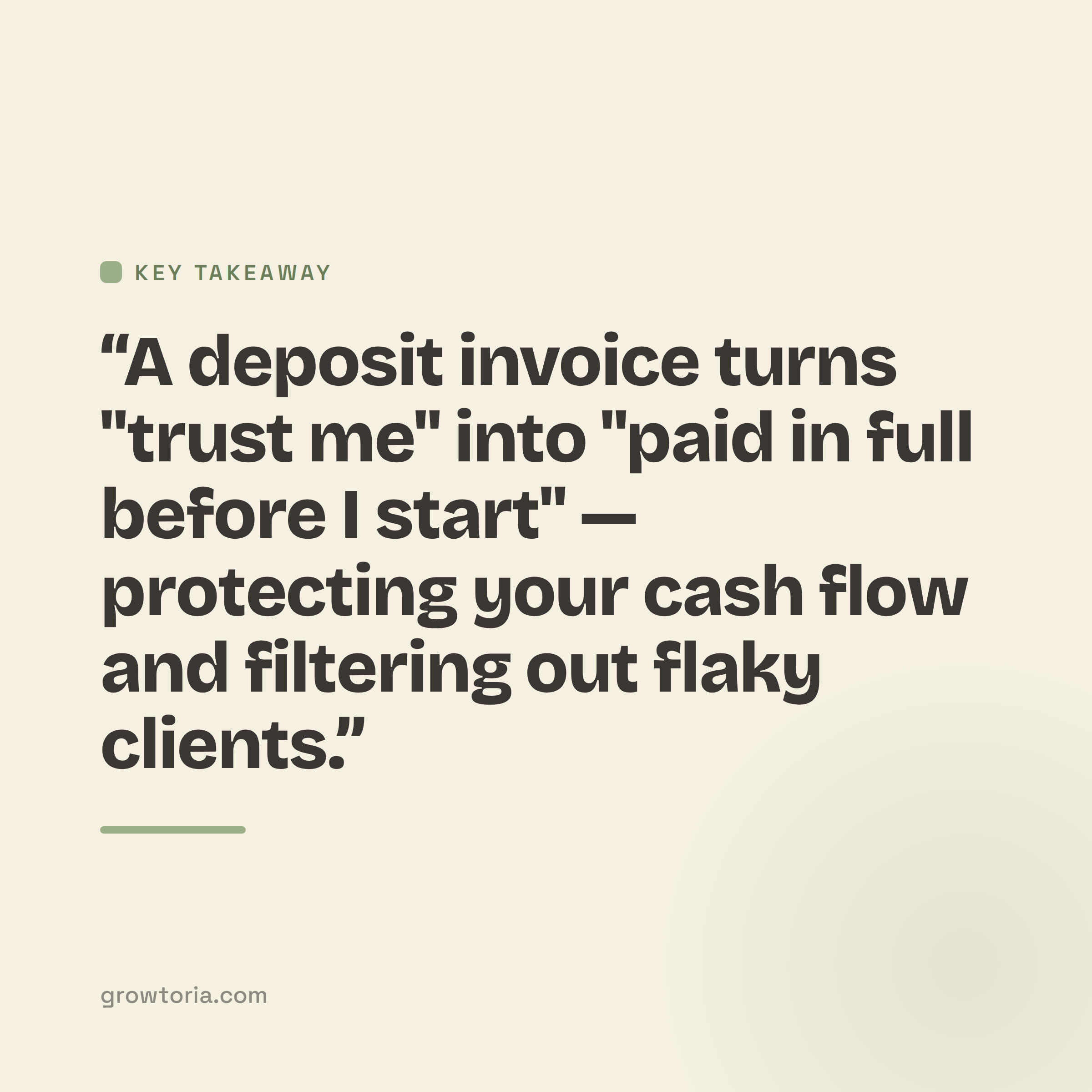 deposit invoice template - key takeaway